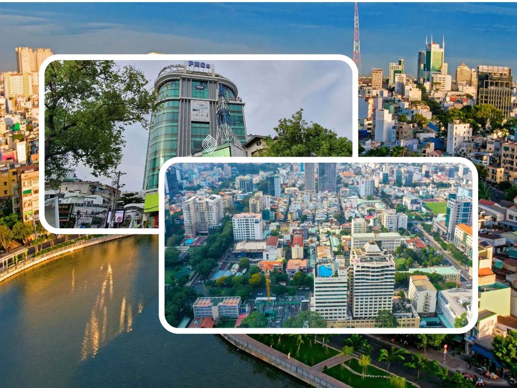 Toàn cảnh quận Phú Nhuận nhìn từ trên cao với khu dân cư và tuyến đường trung tâm