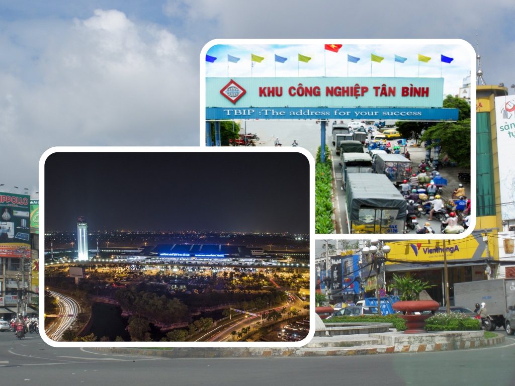 Toàn cảnh quận Tân Bình với sân bay Tân Sơn Nhất và khu công nghiệp Tân Bình