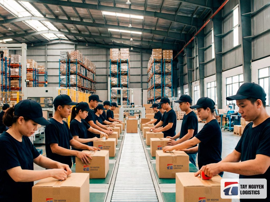 Công nhân làm việc dịch vụ cung ứng lao động tại một doanh nghiệp trong Khu CNC Thủ Đức