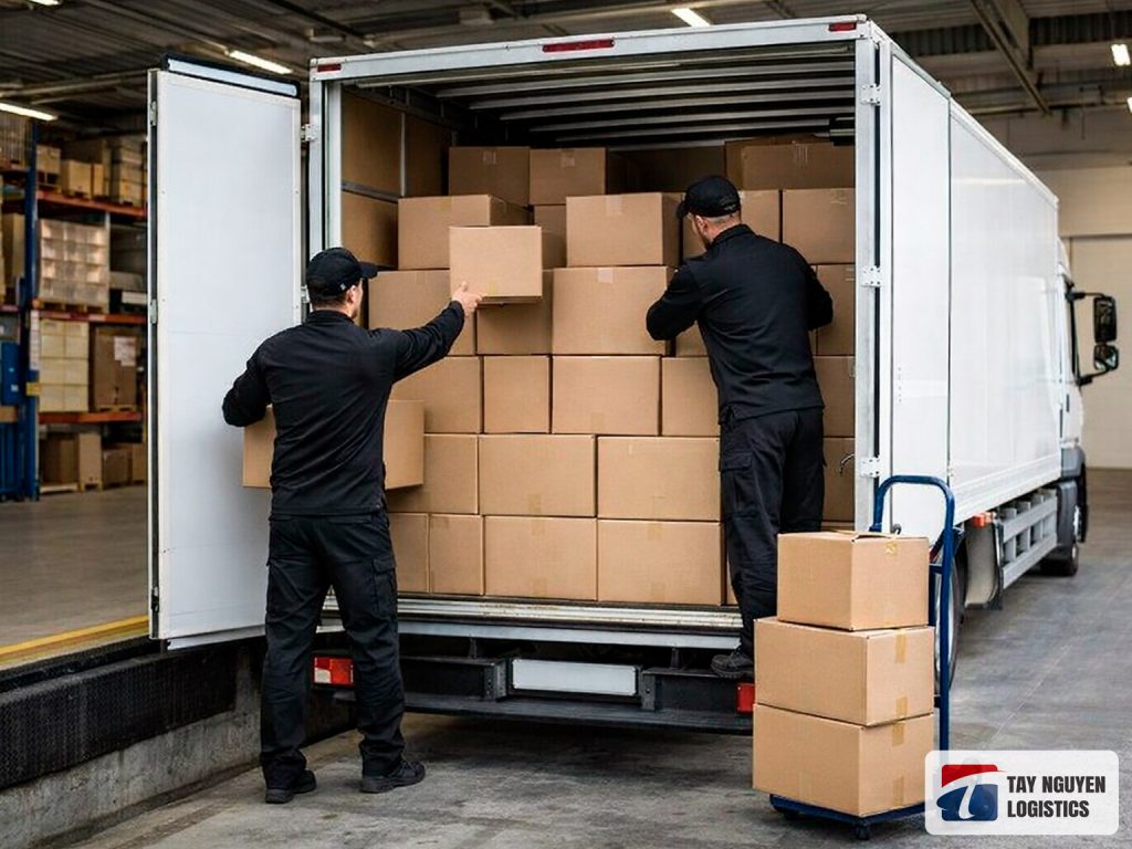 Xe tải chuyển nhà trong điều kiện thời tiết xấu