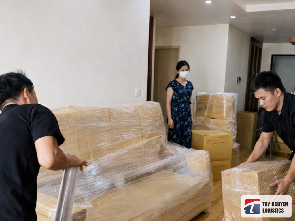 Gia đình tự đóng gói đồ đạc chuyển nhà
