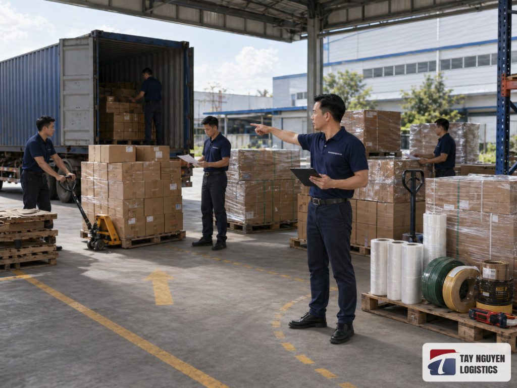 Nhân công bốc xếp hàng hóa tại kho hàng vừa và nhỏ